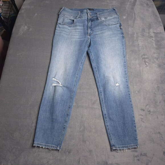 Silver Jeans Womens Avery Skinny Crop Jeans 33 Medium Wash High Rise Distressed - Picture 4 of 9